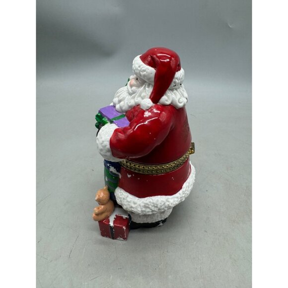 VTG. 1998 Porcelain Christmas Santa Claus 7" Hinged Trinket Box Figurine READ - Picture 3 of 8